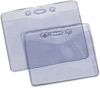 Horizontal Vinyl Badge Pouch With Holes 4.25 x 3.5