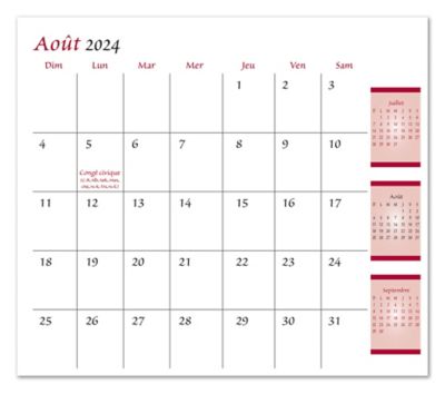 Refill French Monthly Pocket Calendar
