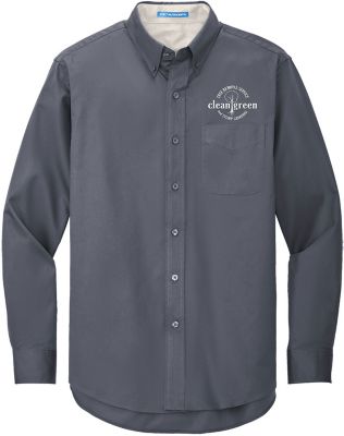 Business Dress Shirts: Embroidered Mens Wash And Wear Long Sleeve Shirt
