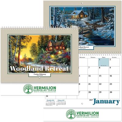 Calendars: Woodland Retreat Spiral Wall Calendar Foil Imprint