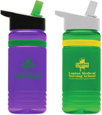 Tritan Stripe Bottle W/Flip Straw 20 oz