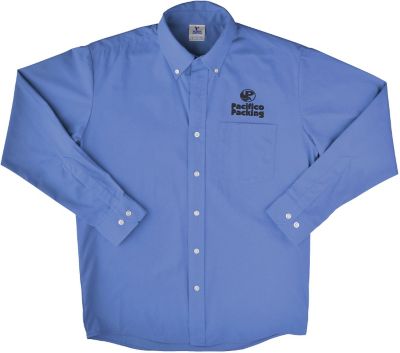 Business Dress Shirts: Embroidered Mens Long Sleeve Twill Dress Shirt