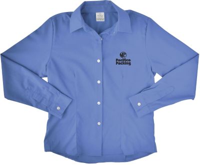 Business Dress Shirts: Embroidered Ladies Long Sleeve Dress Shirt