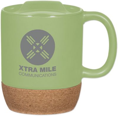 Promotional Mugs: Cork Base Ceramic Mug With Lid 14 oz