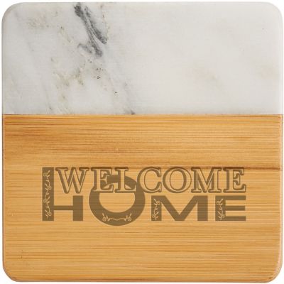 Real Estate Promotional Products: Marble And Bamboo Coaster Set