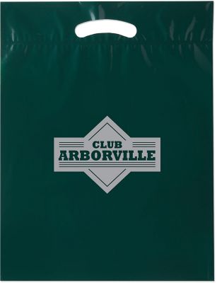 Die Cut Plastic Bag 12 x 15 x 3 Metallic Imprint