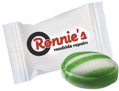 Green Striped Spearmint Candies Custom Imprint