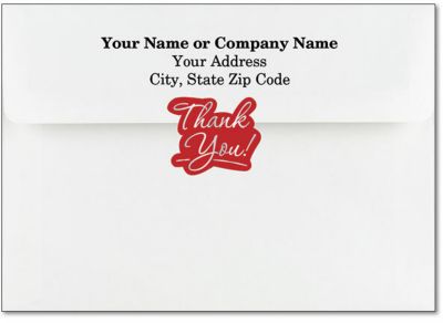 Envelope Seals: Red Thank You Seals (Sheet) 25 Seals Per Sheet