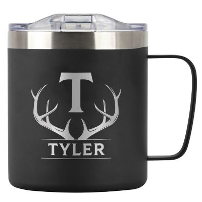 POD Engraved Drinkware: POD Café To Go Stainless Mug 12 oz