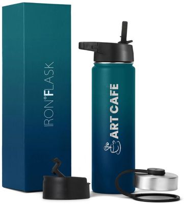 22oz Insulated Water Bottle with Straw - Powder Coated Navy Blue