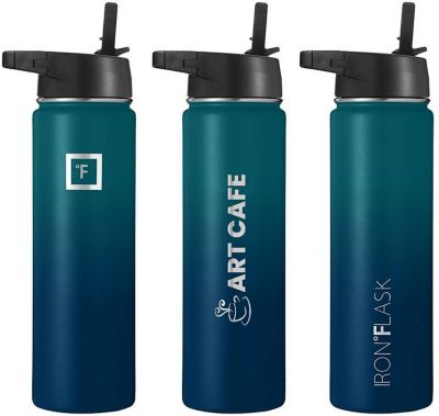 Iron Flask Sports Water Bottle - 3 Lids - 32 oz - Blue Waves 