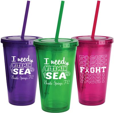 Tumblers: Sunsplash Tumbler W/Straw 16 Oz.