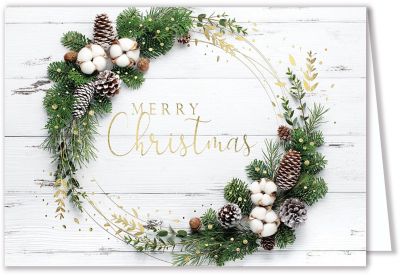 Presentation Collection: Pine Cone Wreath Holiday Card