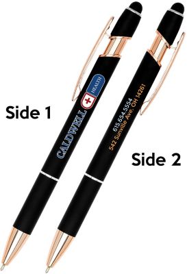 Promotional Islander Pearl Rose Gold Stylus Gel Pen (Black Ink)