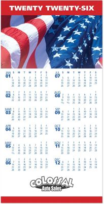 Calendar Greeting Cards: American Flag Calendar Card
