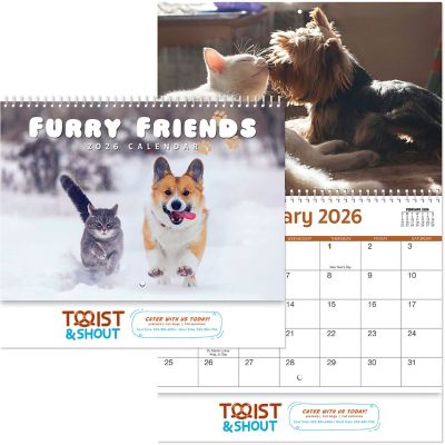Full Color Furry Friends Spriral Wall Calendar