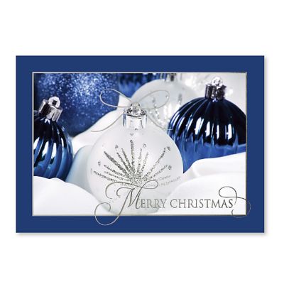 Presentation: Blue & White Ornament Holiday Card