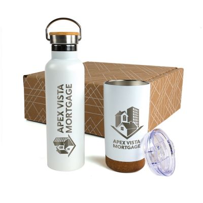 Financial: Cork And Bamboo Drinkware Set