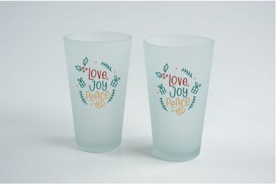 Glass Tumblers: Reusable Full Color Frosted Mixing Glass Set of 2 - 16 oz