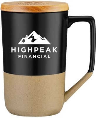 Souvenir: Two Tone Ceramic Mug With Lid 15 oz