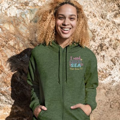 Travel & Destination Apparel: Adult Full Zip Vantage Heather Hoodie - Embroidery