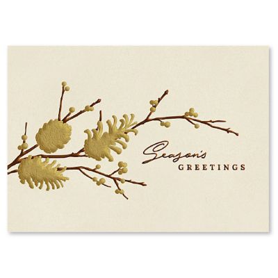 Presentation: Gold Winter Greetings Holiday Card