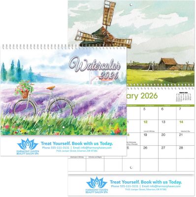 Healthcare: Watercolour Spiral Wall Calendar