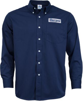 Apparel: Embroidered Mens Long Sleeve Twill Dress Shirt