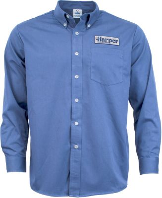 Apparel: Embroidered Mens Long Sleeve Twill Dress Shirt