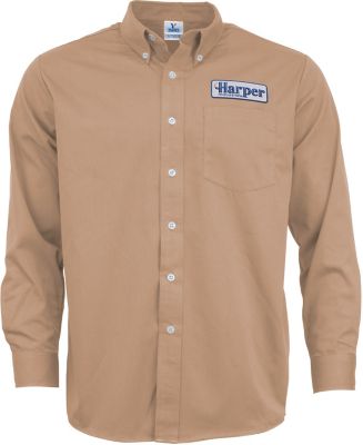 Apparel: Embroidered Mens Long Sleeve Twill Dress Shirt