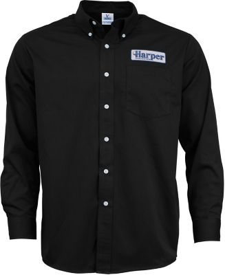 Apparel: Embroidered Mens Long Sleeve Twill Dress Shirt
