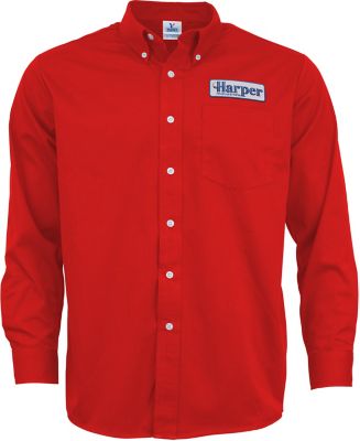 Apparel: Embroidered Mens Long Sleeve Twill Dress Shirt