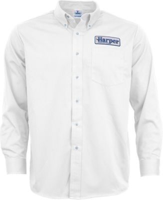 Apparel: Embroidered Mens Long Sleeve Twill Dress Shirt