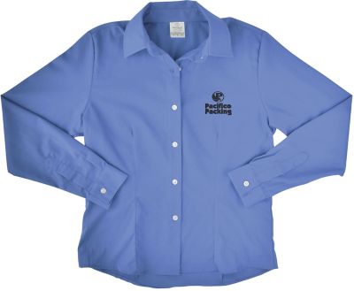 Apparel: Embroidered Ladies Long Sleeve Twill Dress Shirt
