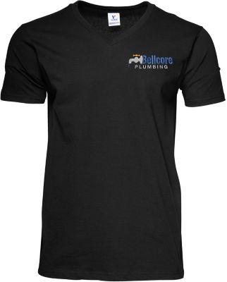 Embroidered Apparel: Mens V-Neck T-Shirt Embroidered