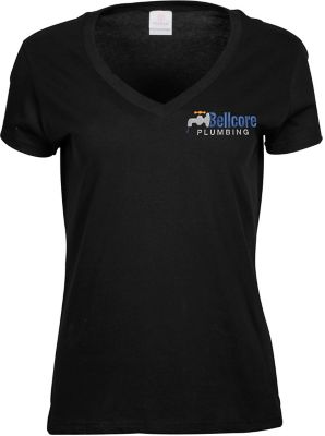 Apparel: Ladies V-Neck T-Shirt Embroidered
