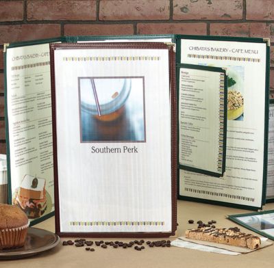 Menus: Vinyl Sewn Menu-2 View 5.5 x 8.5"